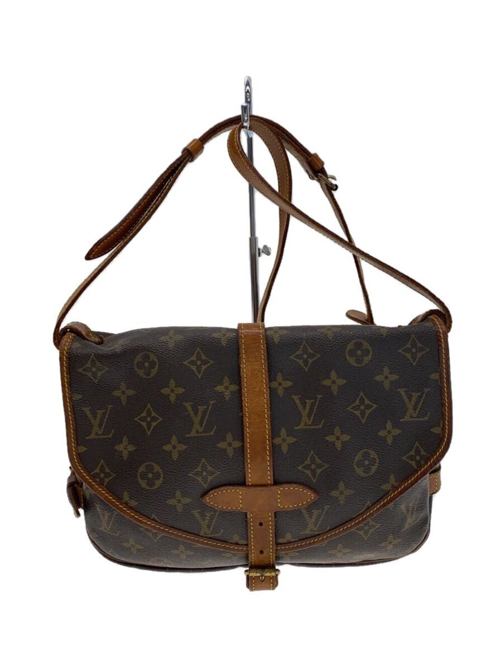 LOUIS VUITTON Saumur Monogram Canvas Shoulder Bag Brown